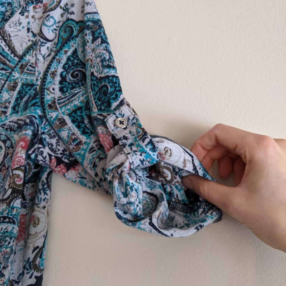 Cleo Petite - blue & pink paisley shirt - Picture 4 of 9